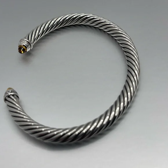 David Yurman Cable Classic Collection Bracelet with Citrine and Diamonds, 5mm - Picture 10 of 10